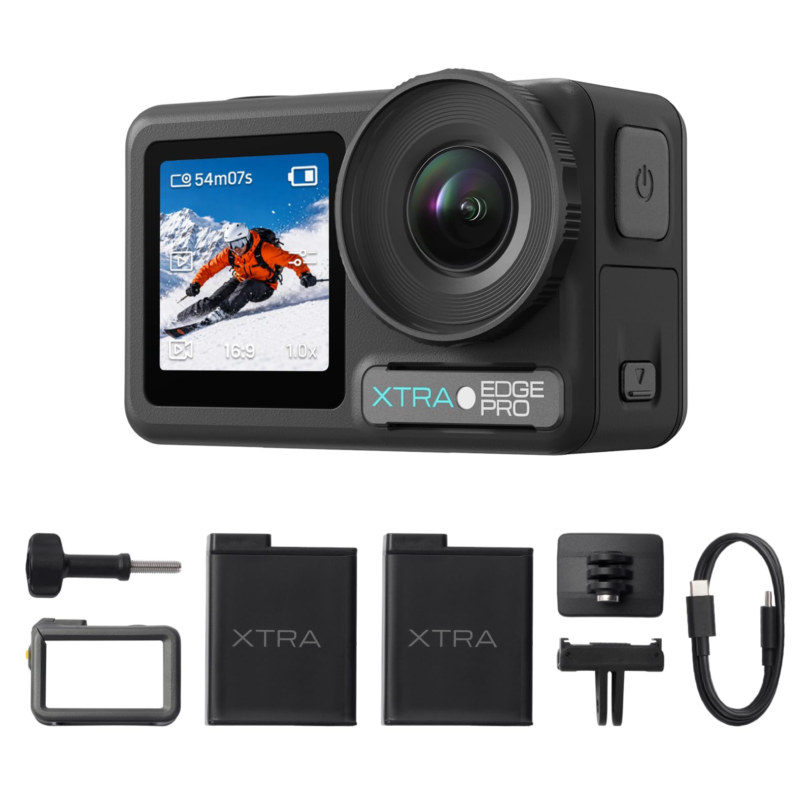 pro dual battery bundle - 1/1.3" sensor, 65ft waterproof, 216-min battery, 4k/120fps night video, smart tracking, 32x slow motion for outdoor sports vlogging camera