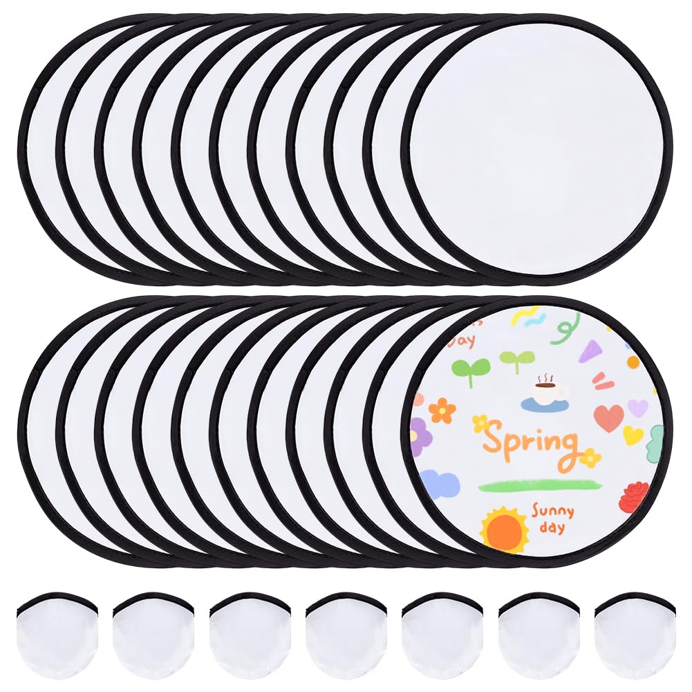 BENECREAT 120PCS Foldable Flying Disc Fan with Bag, 250mm/9.8inch Polyester Sublimation Folding Fans, DIY Handheld Fabric Fan for Outdoor Party Favors & Team Building Activities (Black Egde)