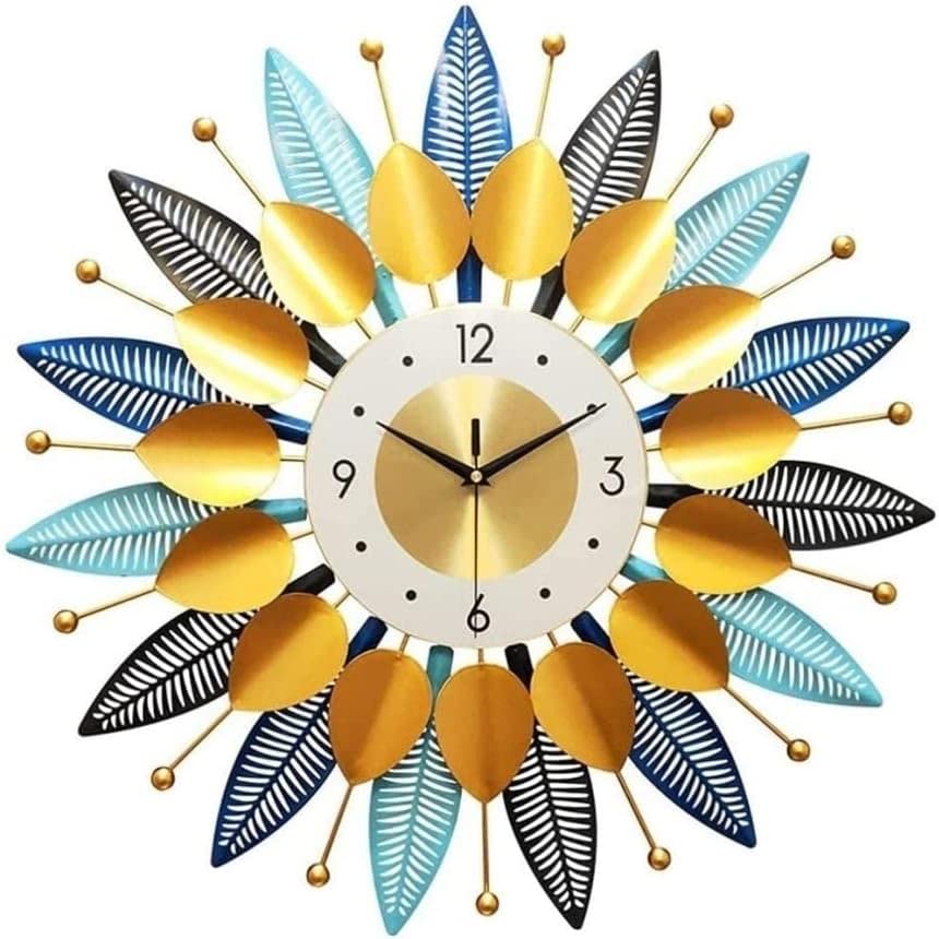 Niyam 3D Metal Decoration Clocks,Silent Non Ticking Modern Large Quartz Decoration Clock Wall Clock for Bedroom,Kitchen,Living Room & Office (70 x 70 CM) (Petal Sun Clock)