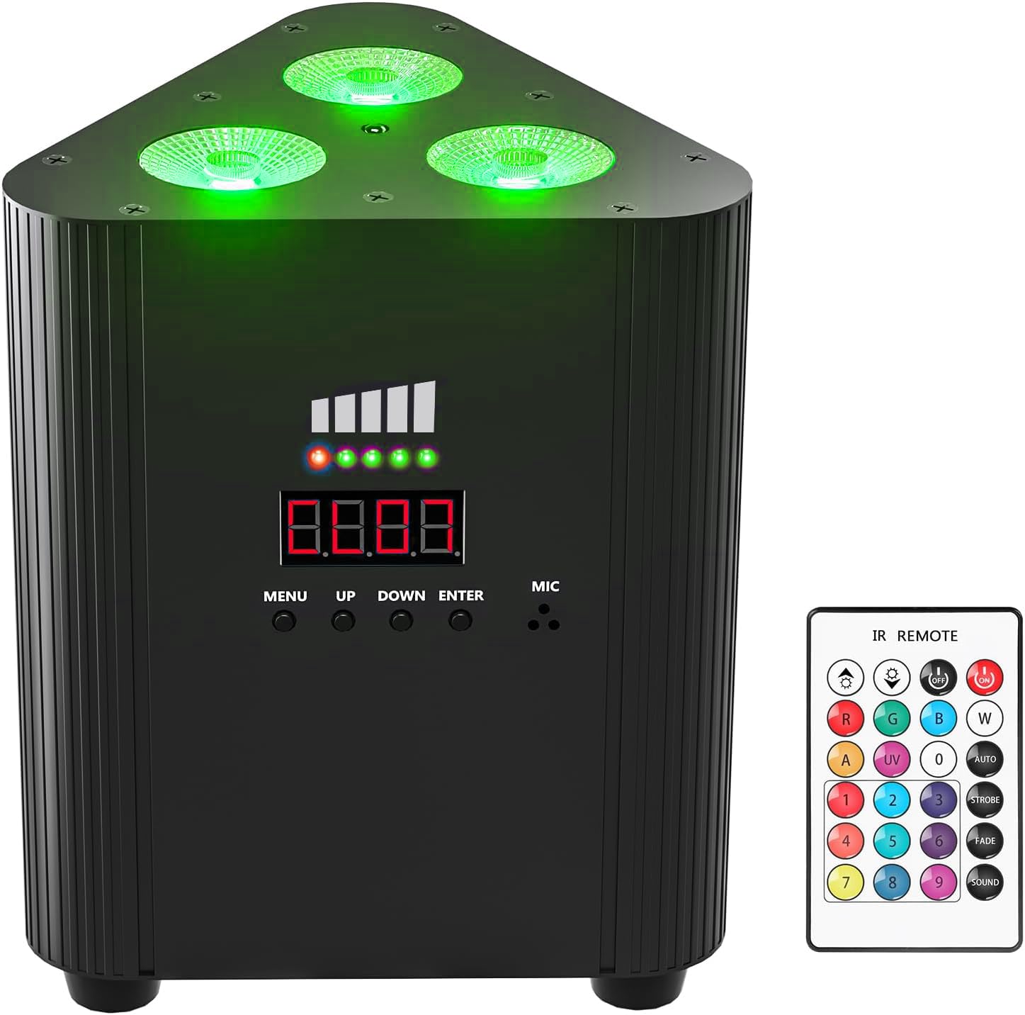 RGBW Projecteur LED Par rechargeable batterie 4400 mAh, télécommande/contrôle DMX éclairage de scène sans fil avec indicateur de charge Lumière DJ pour fête Noël discothèque mariage (1 pièce)