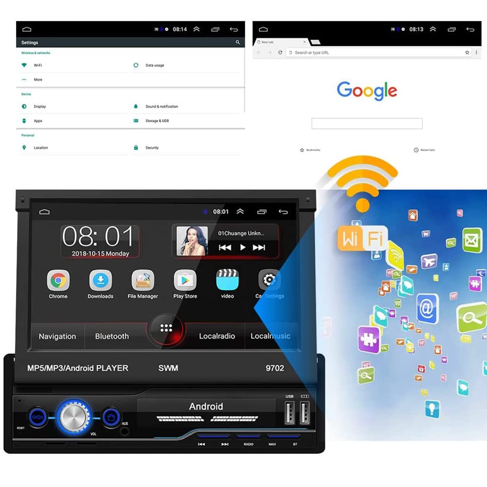 Hikity Android Car Stereo Single Din with Sat Navi Bluetooth Car Radio
