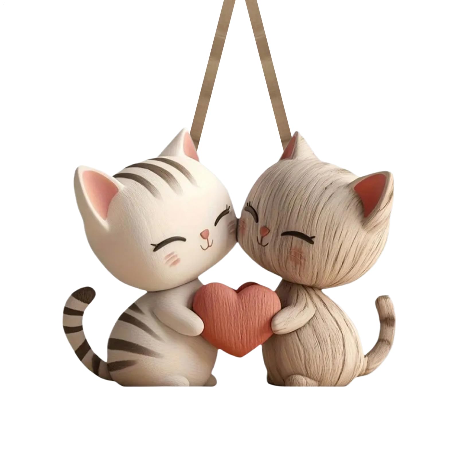 Cat Wooden Sculpture - 2d Flat Animal Figure | Cute Couple Design, Handcrafted Decorative Art Ornament, Romantic Home Wedding Birthday Celebration Display For Bedroom Living Room Girlfriend Gift