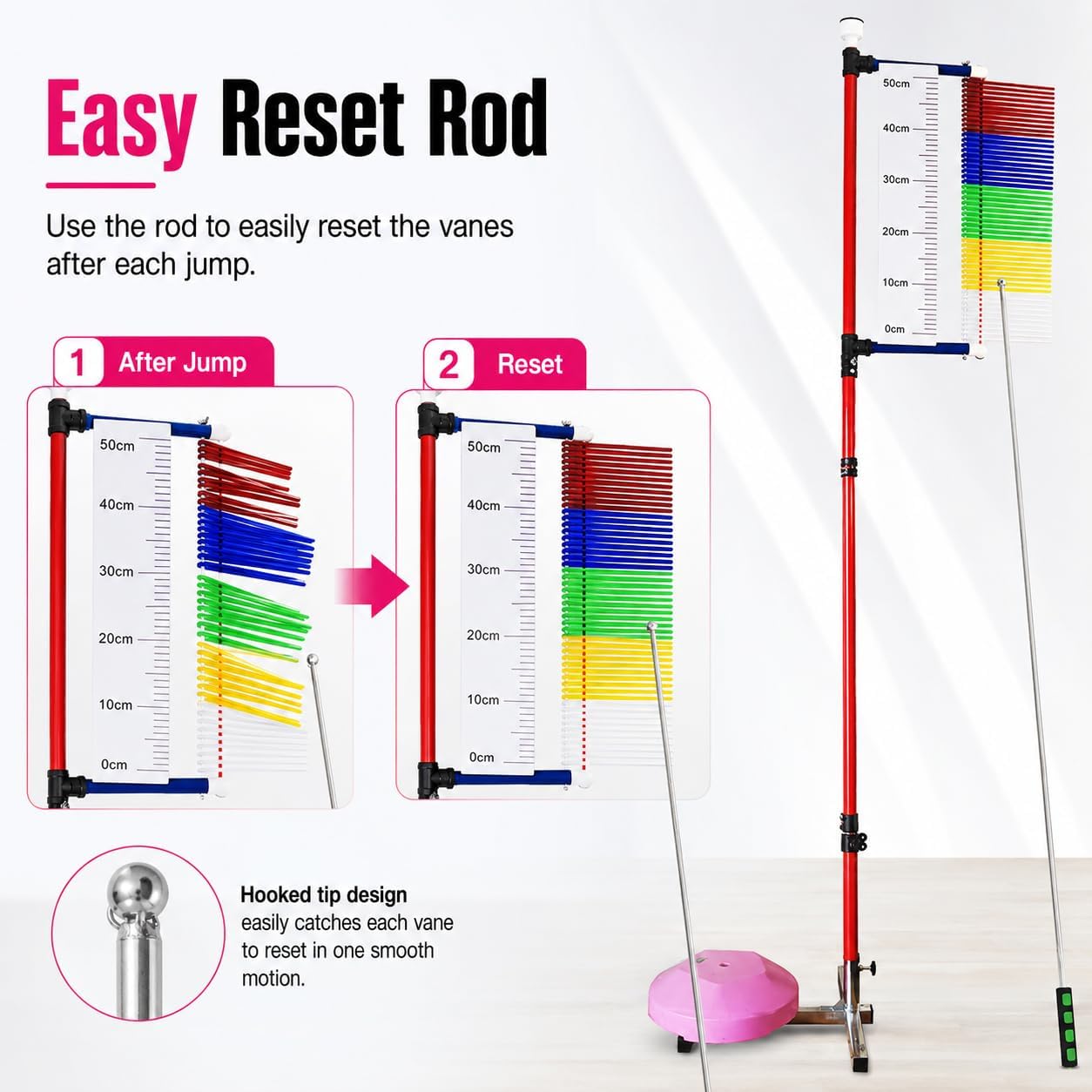 Vertical Jump Trainer - Medidor de salto ajustable y probador de salto para gimnasio, escuela, atletas, medición de 3.9 a 3.5 m para un entrenamiento eficaz