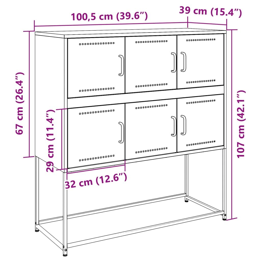 vidaXL Buffet, Armoire avec Porte, Placard avec Rangement, Organisateur de Salle de Séjour Salon Maison Intérieur, Anthracite 100,5x39x107 cm Acier