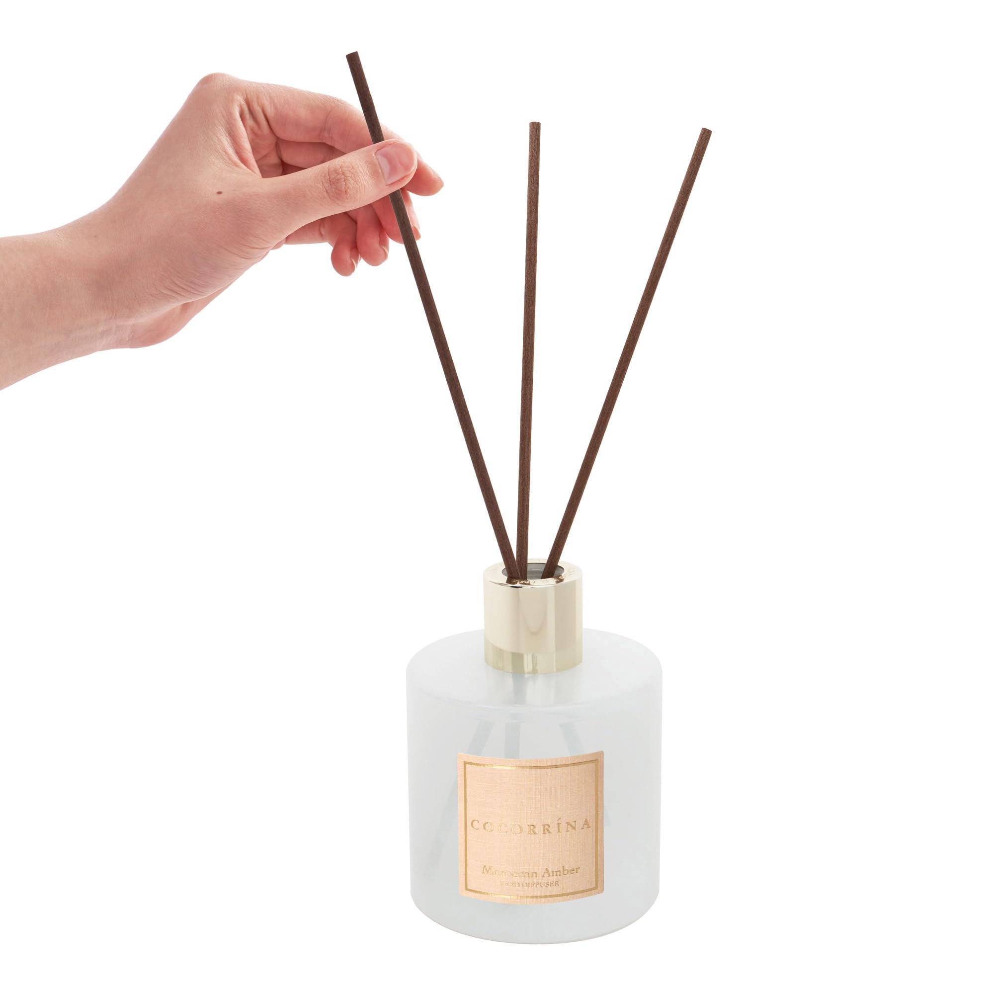 COCORRÍNA Diffusore Profumo Ambiente - 200ml Diffusore profumato di Ambra Marocchina con Bastoncini Diffusore di Olio Essenziale di fragranza per la casa per la Decorazione della mensola del Bagno