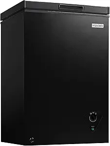 Igloo 3.5 Cu. Ft. Chest Freezer with Removable Basket and Front Defrost Water Drain, Small Deep Freezer Perfect for Homes, Garages, and RVs, Black
