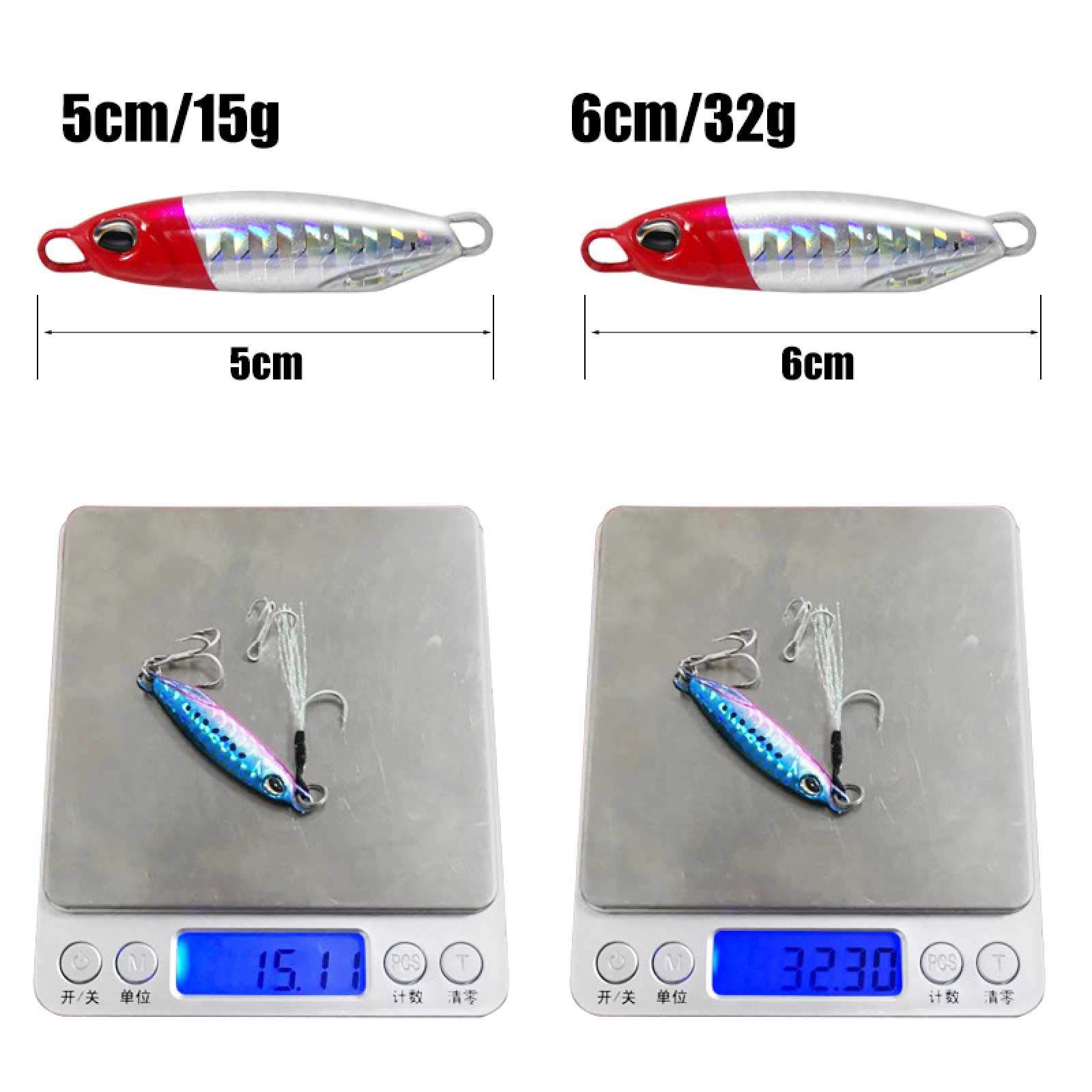 7 Piezas Señuelos De Pesca De Metal Señuelos De Jigging Señuelos De Metal De Hundimiento De Caída Lenta con Ganchos De Plumas para Agua Salada Agua Dulce