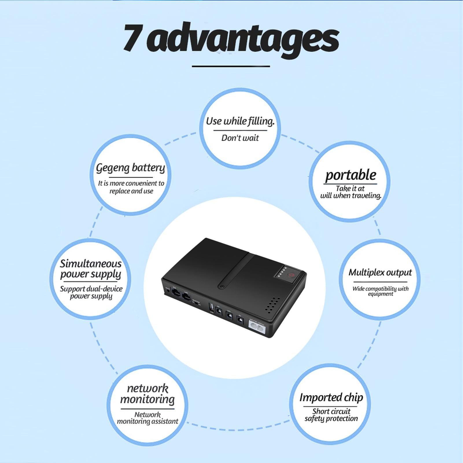 Batteria di Backup UPS, UPS in Standby 15 V 24 V POE 5 V 9 V 12 V USB 18 W Alimentazione con Batteria di Backup in Uscita, Alimentazione Ininterrotta UPS per Router, Modem,
