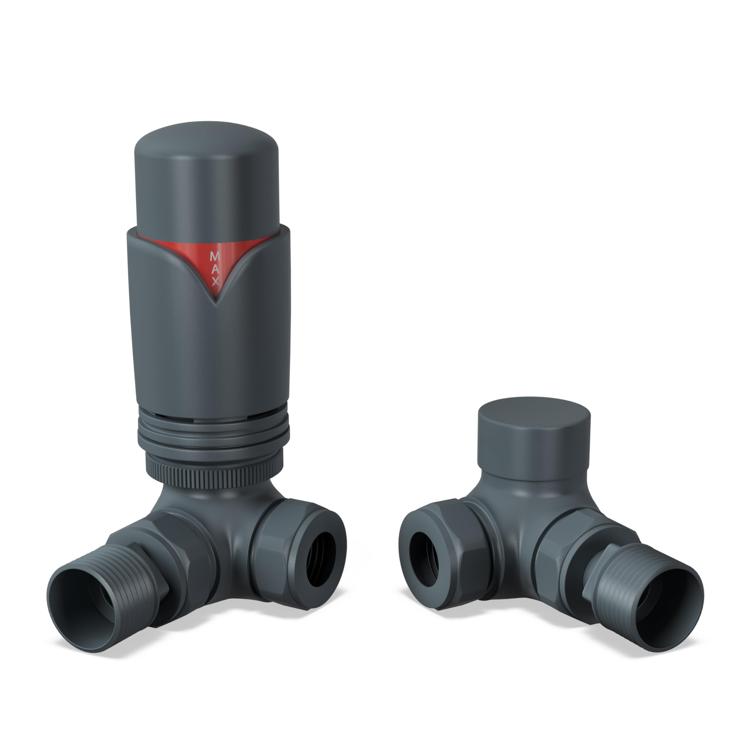 Uk Radiators Anthracite Thermostatic Radiator Valve And Corner Lockshield Valve - Matt Finish - Classy And Modern Design 1/2" X 15Mm Corner Radiator Valve
