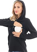 Vista 53 de Bearsland - Sudadera de lactancia y maternidad para mujer, con bolsillos y capucha Gris