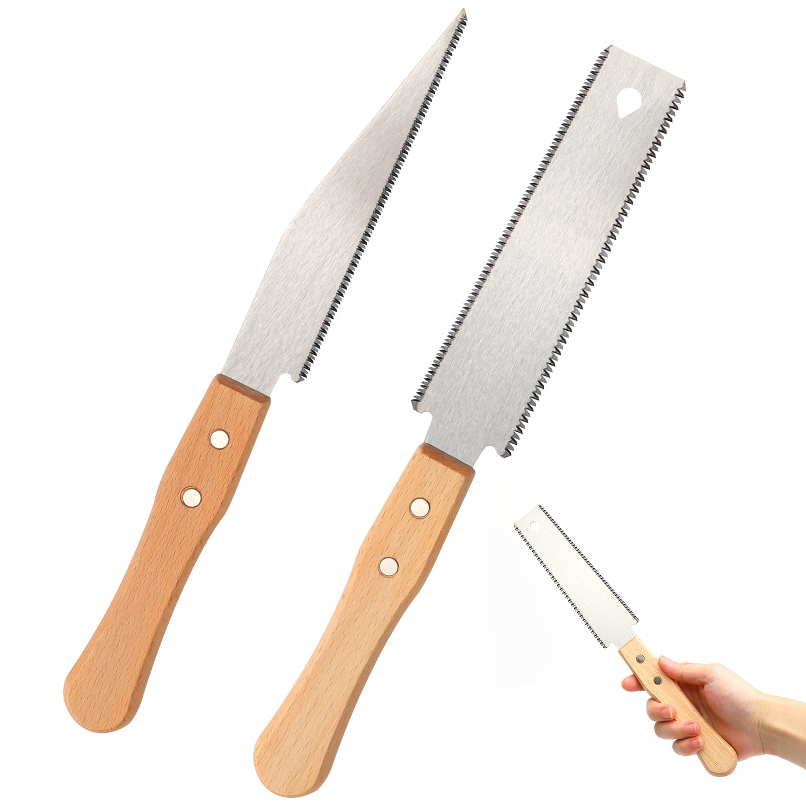 Sierra Japonesa para Madera, Precisión Mini Sierra Manual de Tracción Doble Filo, Herramienta de Carpintería Versátil para Cortes Finos Y Rápidos