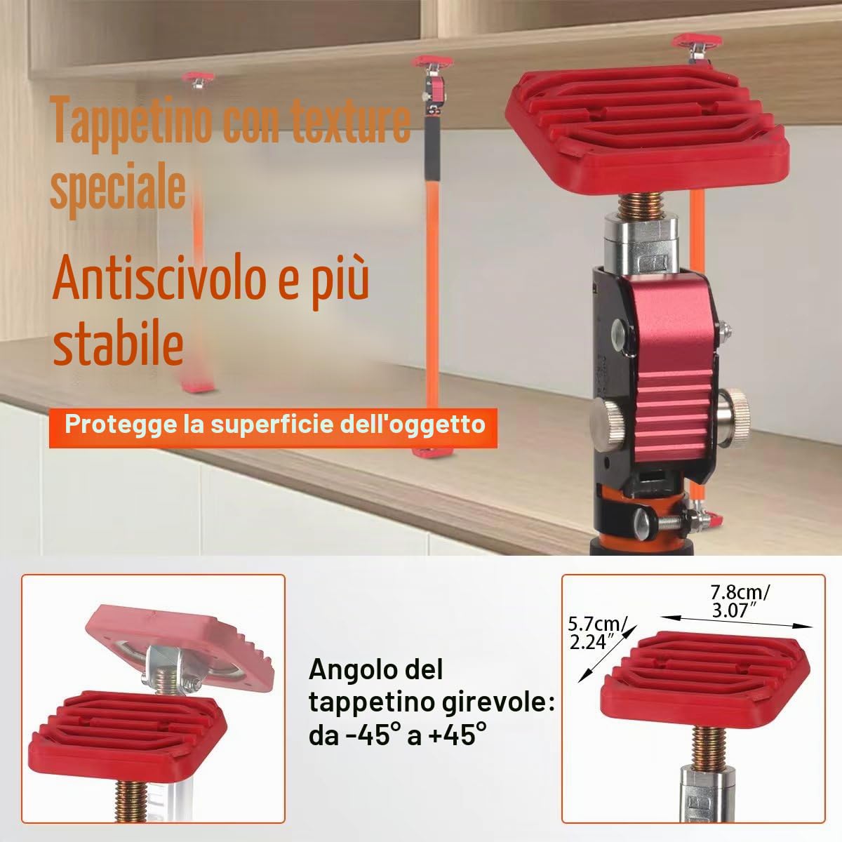 Sistema di supporto regolabile a terza mano, capacità di 120 kg per coppia, aste di supporto in acciaio resistente per martinetti, barre di carico e cartongesso – si estendono da 60 a 100 cm