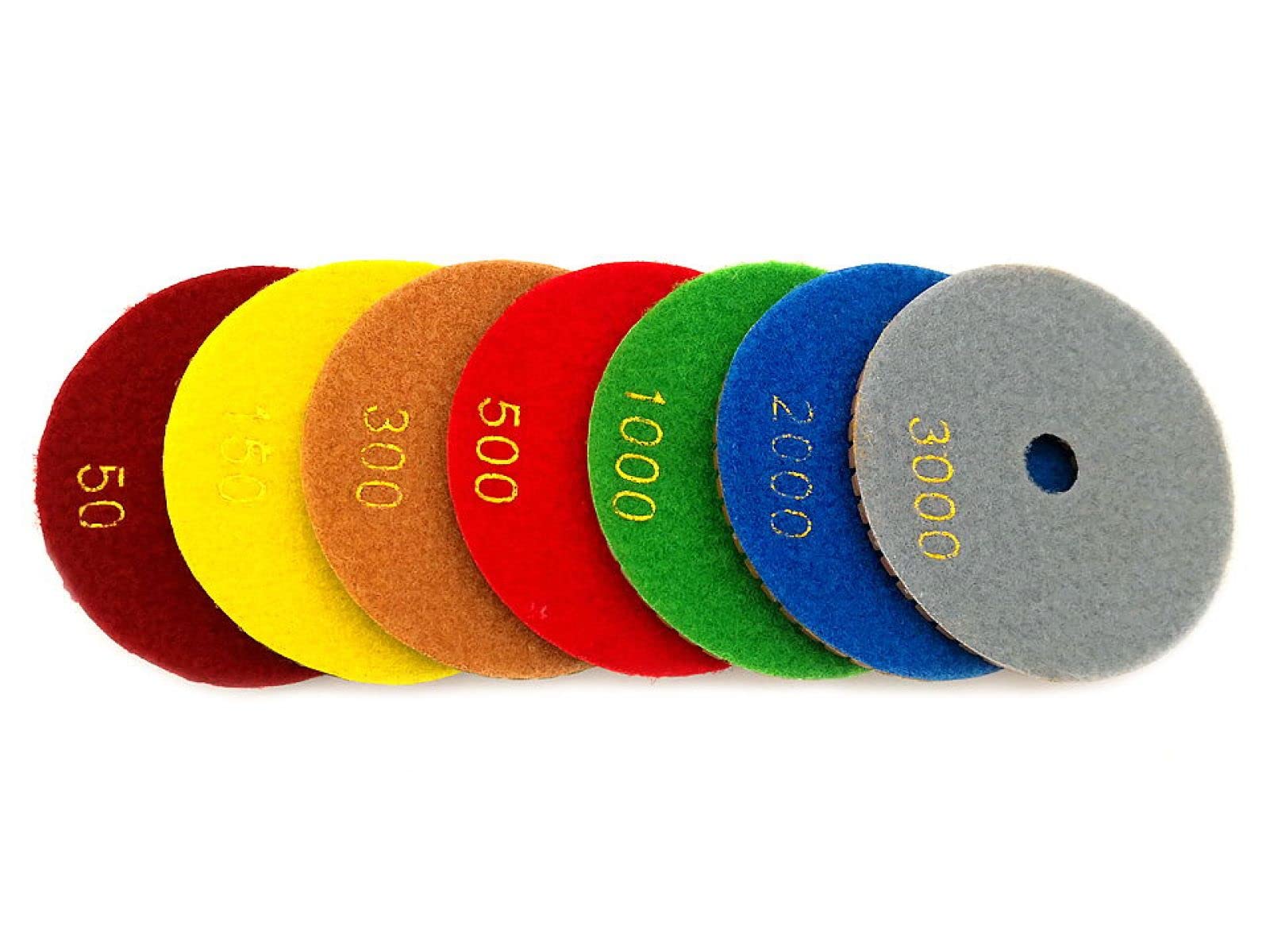 Almohadillas pulidoras de diamante, Juego de 7 almohadillas for pulir hormigón con diamante de 4 pulgadas, 100 mm, herramientas de pulido de suelos de resina, discos de pulido de piedra for pulido en
