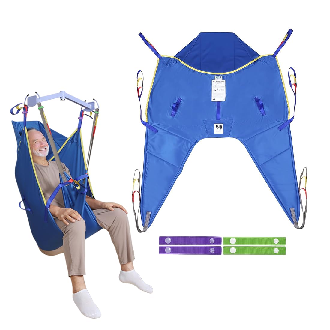 EZ Assistive Patient Lift Universal Padded Sling with Head Support, Lift U-Sling for Patient Transfer and Reposition Home Use, 500lbs (Blue, Large) — Amazon image 10