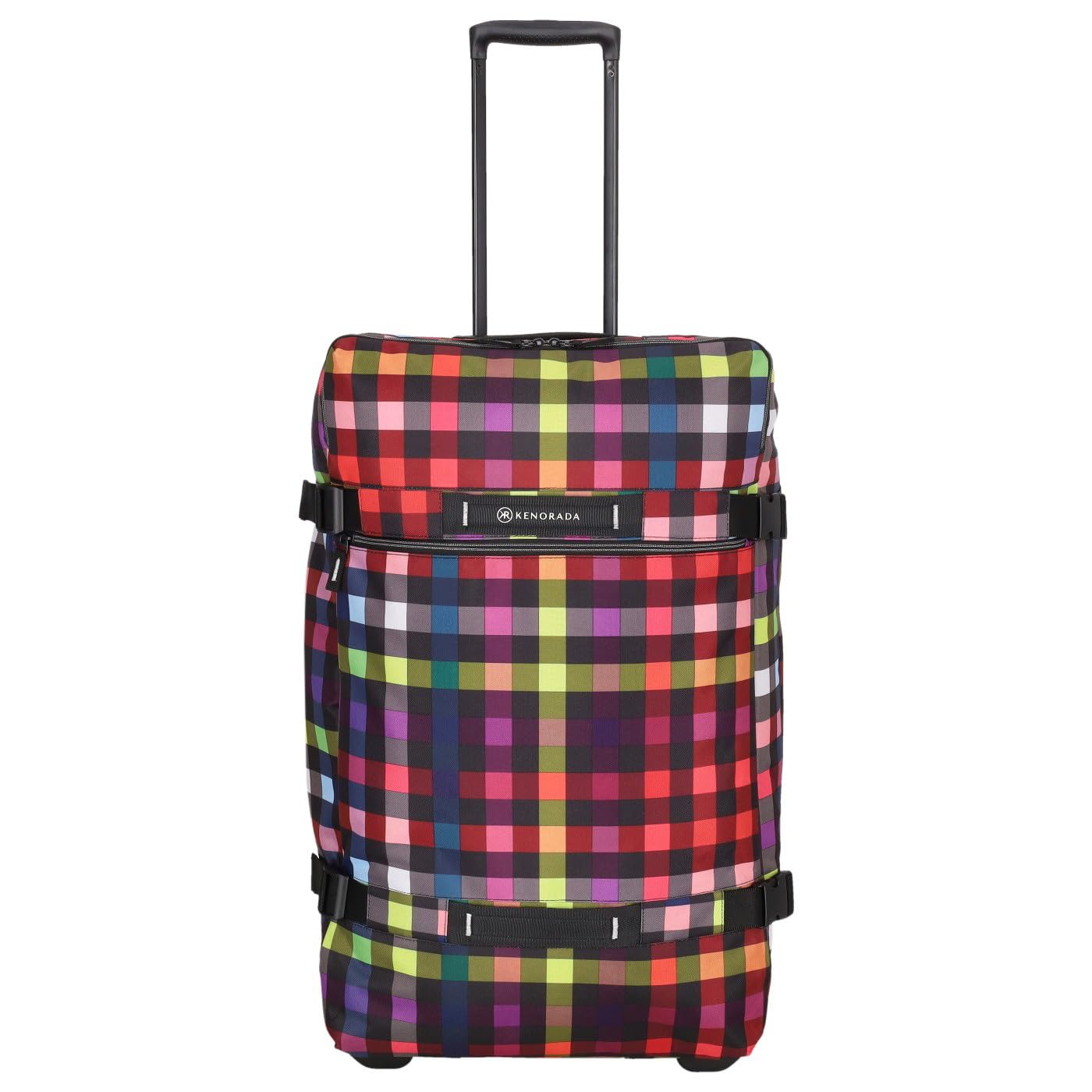 Reisetasche mit Rollen RT31 | große Reisetasche | Rucksackfunktion | praktische Fächer an den Seiten | Abnehmbarer, längenverstellbarer Schultergurt (multicolorcheck, L)