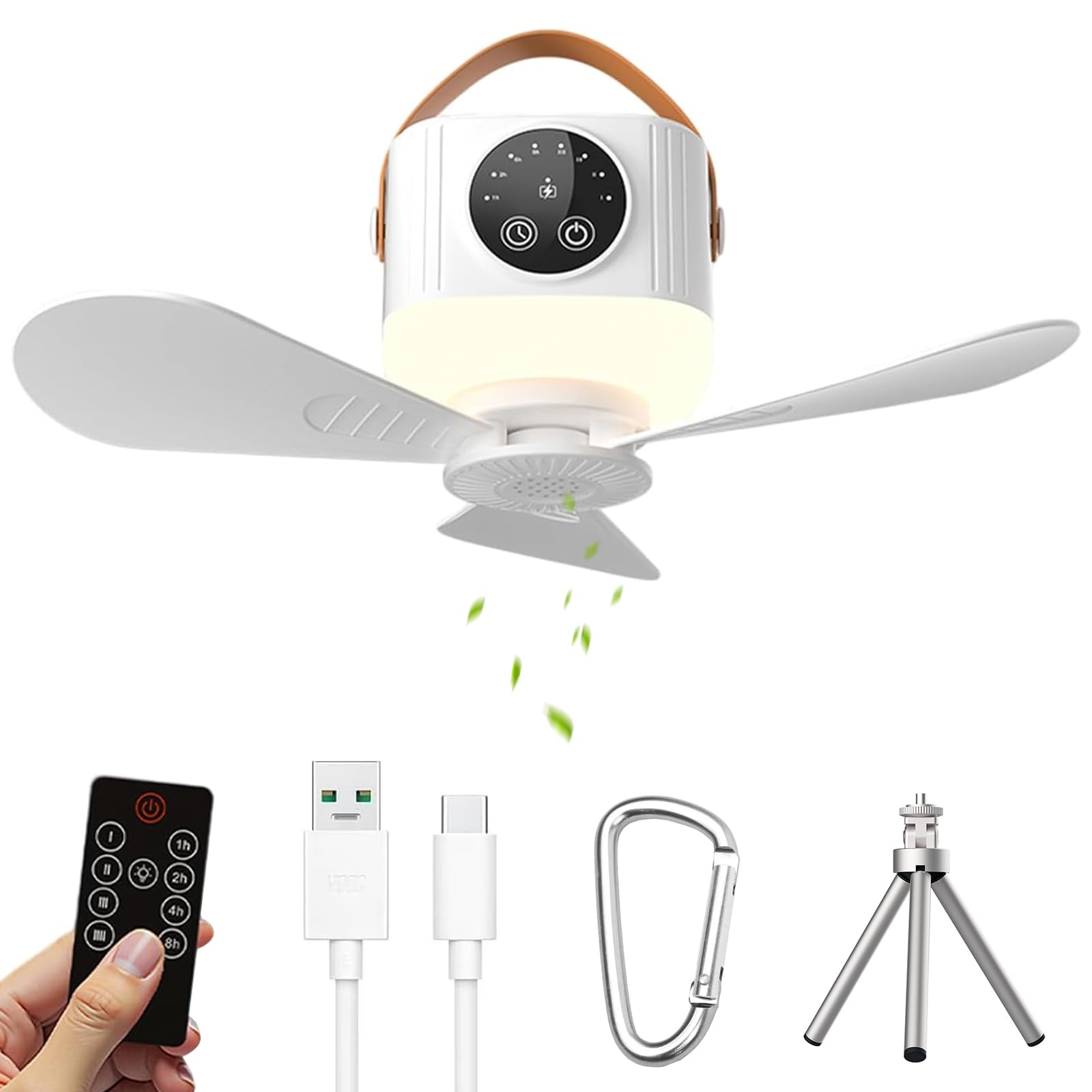LIRONGTAGE Portable Ceiling Fans with Lights and Remote Control