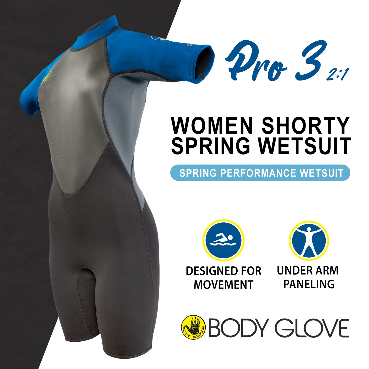 Amazon | Body Glove Pro3 Women Shorty Spring Wetsuit 2.2mm Back