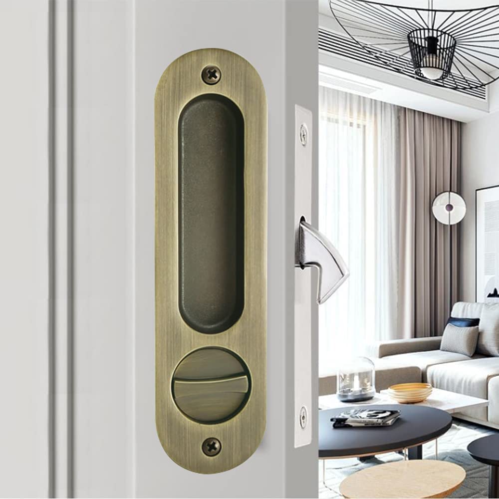 VICTAC Sliding Door Lock with Recessed Handle in Antique Bronze Finish 3 Keys Interior Wood Pocket Door Lock Furniture Hardware (B0BNNFVBXJ) Amazon Price History, Amazon Price Tracker
