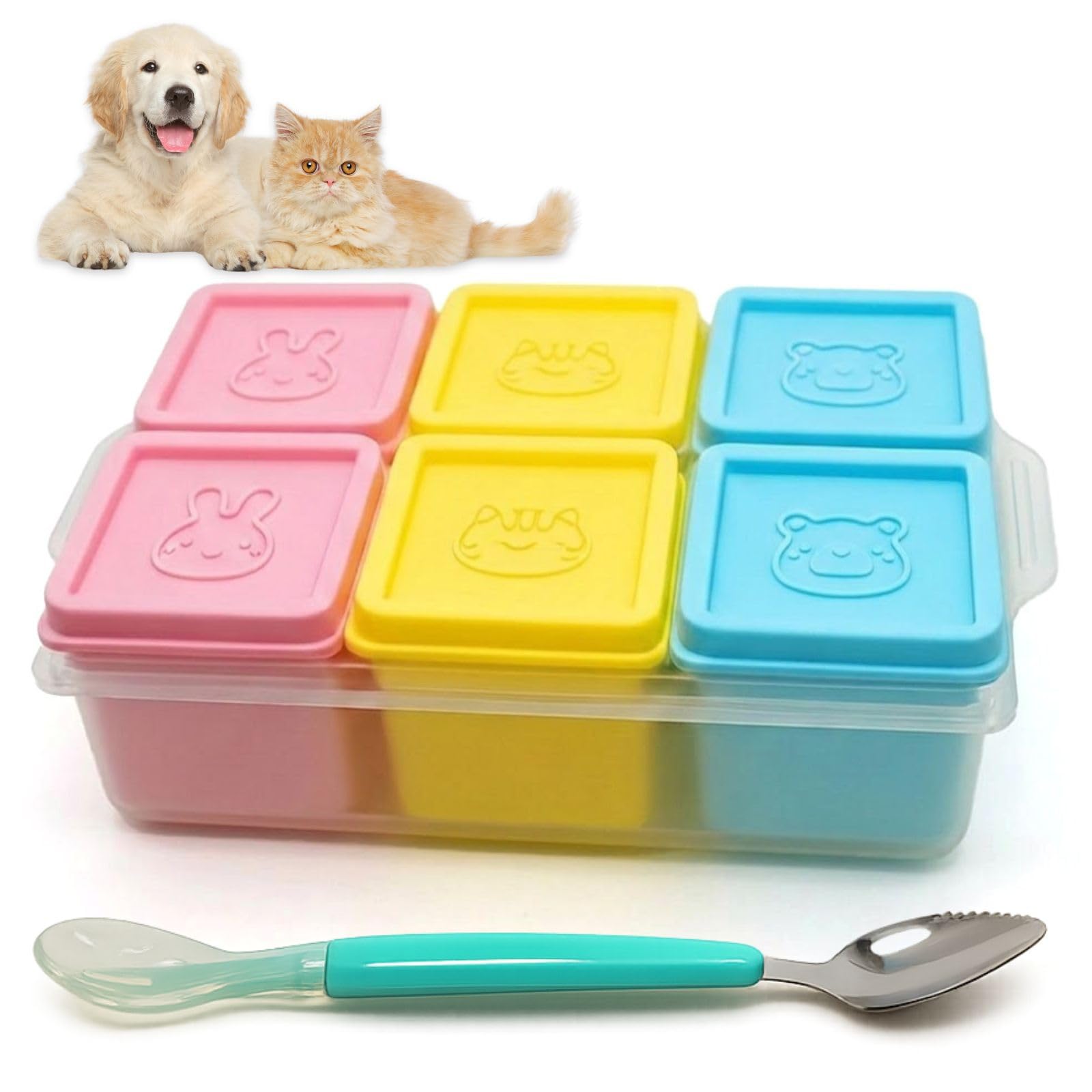 Photo 1 of 2ME Cat and Dog Food Storage Containers with Lids, 6-Pack 100% Silicone 4oz Each, with Dual-Ended Scoop – Keeps Wet Can Food Fresh, Odor-Resistant,Freezer, Microwave & Dishwasher Safe