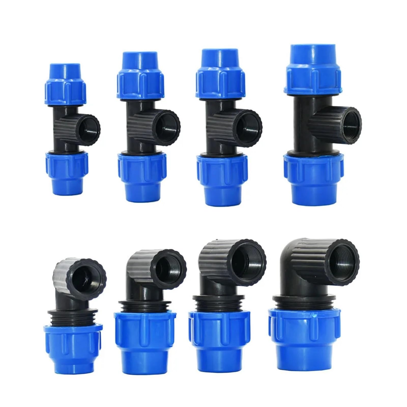 Suministros de jardinería Conector rápido de tubo de PE de 20/25/32/40/50 mm, codo en T, divisor de agua, acoplador de válvula de bola de plástico, accesorios for tuberías de agua de riego agrícola Bo