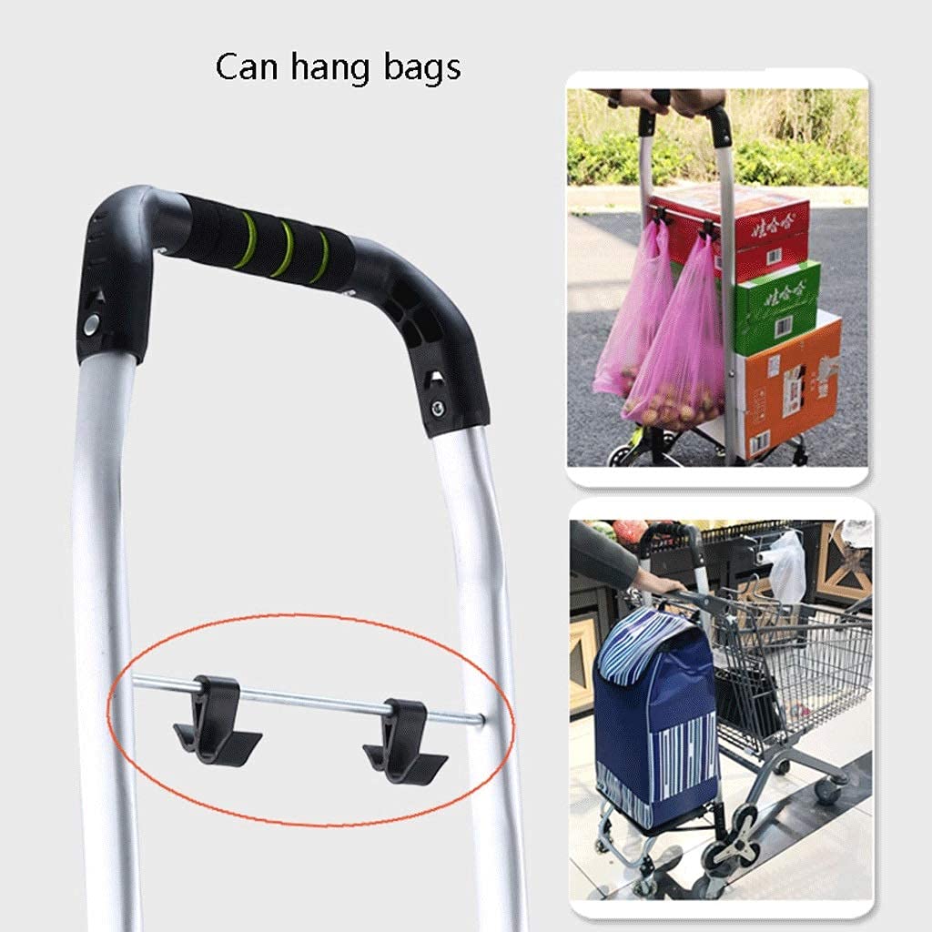 Carro de la Compra,Carro para Subir escaleras, Carrito Plegable Compacto para comestibles, transportador de Alimentos fríos y Calientes, Carrito de Compras con Remolque para Personas Mayores