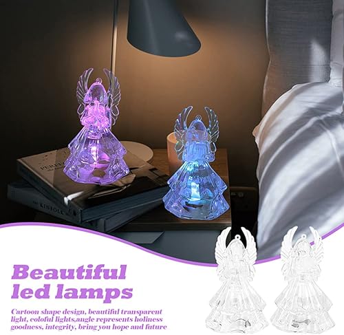 Miniatura 2 de Abaodam 4 lámparas LED de ángel que cambian de color, ángel de la guarda, luz nocturna, ángel de cristal, árbol de Navidad, decoración colgante,
