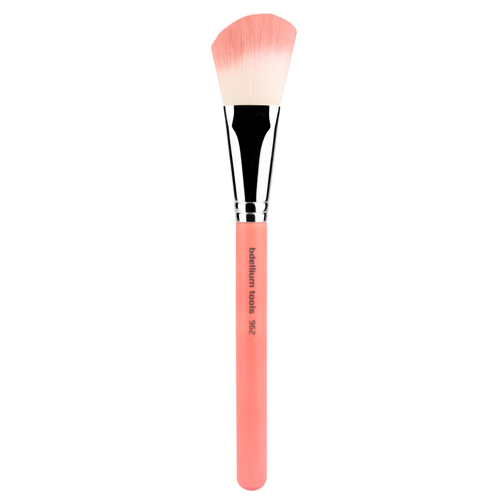 Bdellium Tools Professional Makeup Brush - Pink Bambu Series 962 Slanted Blusher - With Soft Synthetic Fibers, For Contouring and Highlighting Powders