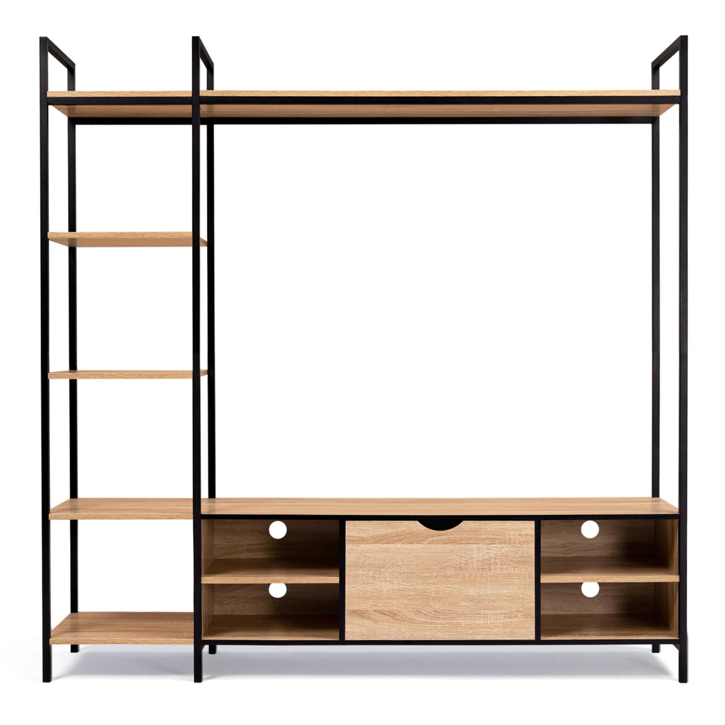 IDMarket – Conjunto de mueble de TV de 170 cm Detroit con estantes de diseño industrial