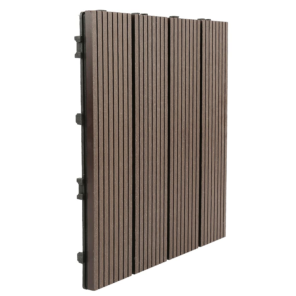 Zestaw 11 kratek ogrodowych 30 × 30 cm, kompozytowe, drewniano-plastikowe, wykładzina podłogowa zewnętrzna (11 płytek #4)
