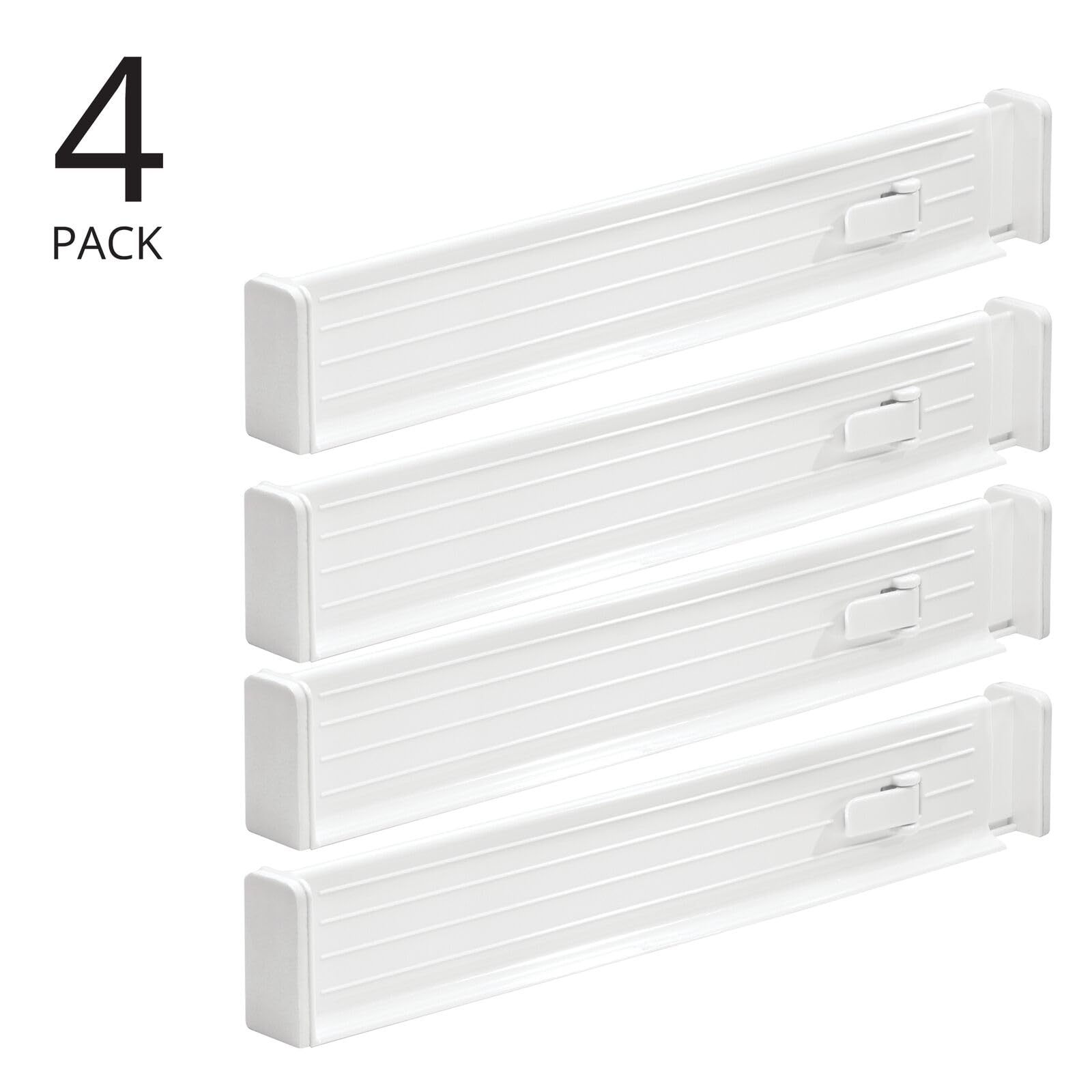 mDesign Set da 4 Pratici divisori per cassetti – Comodi organizer cassetti per biancheria, bagno, cucina – bianco