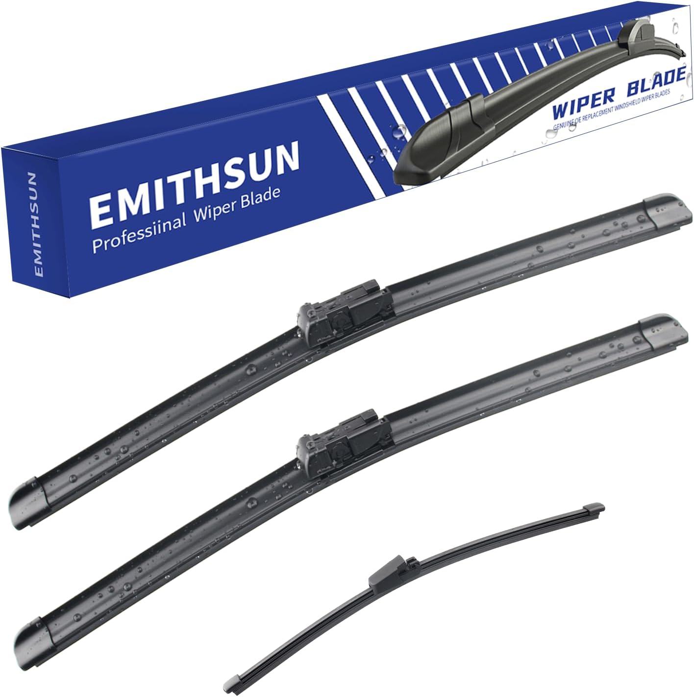 EMITHSUN® Windshield Wiper Blades Replacement for Volkswagen Tiguan 2007-2017,That Meet OEM Quality Front Rear Wipers Blade Set for My Car -24"+21"+13"(Set of 3) 24"+21"+13" Top lock Type