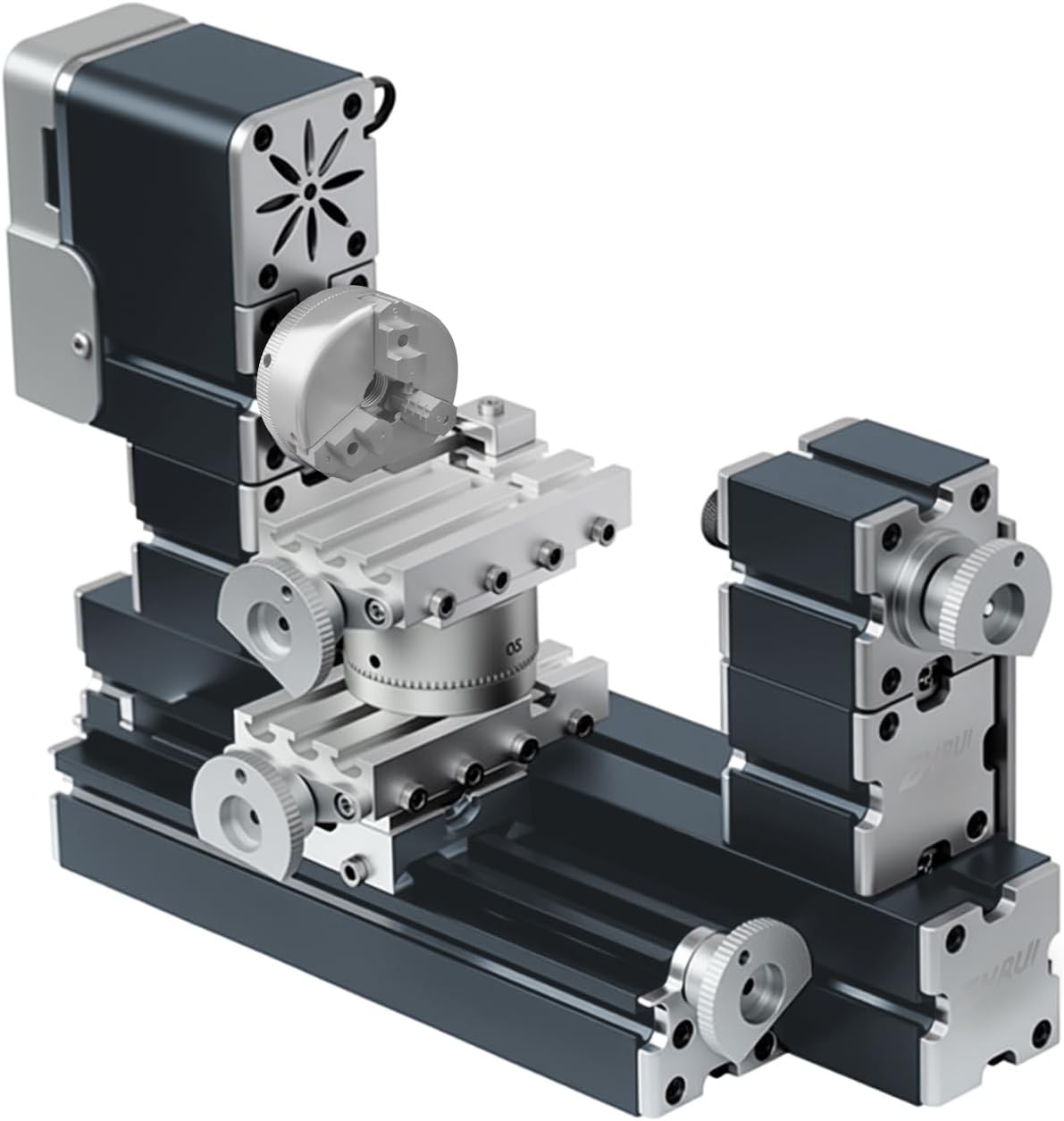 High Power 60W Powerful Mini Metal DIY 4-axis Rotating Lathe Lathes Machine Tools With Base 12000 rpm for Wood Soft Metals Plexiglass Plastic