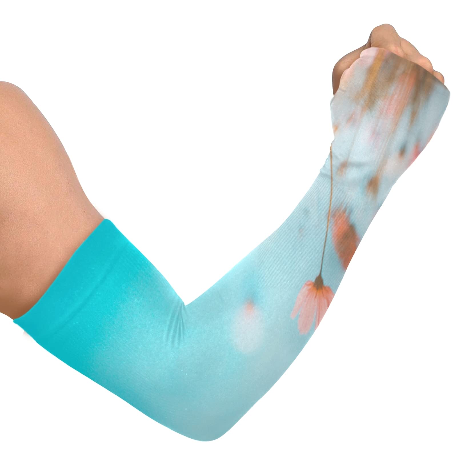 WELLDAYFloral Pattern Gardening Sleeves with Thumb Hole UV Sun Protection Farm Sleeves for Women Men