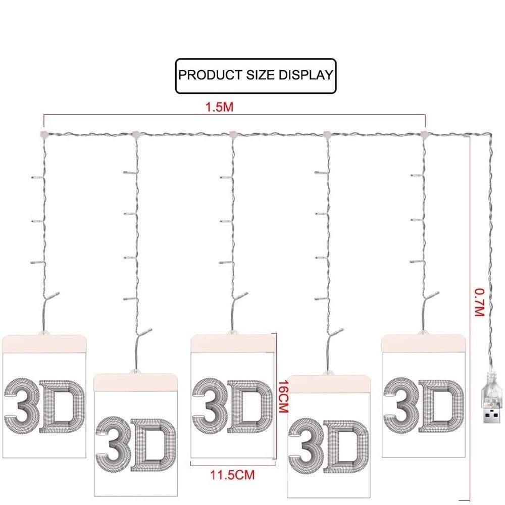 Girlanda świetlna, zewnętrzna i wewnętrzna dioda LED, oświetlenie bożonarodzeniowe LED, dzwonki 3D, płatki śniegu, wiszące światła, romantyczna dekoracja pokoju, akrylowe girlandy świetlne, grudzień