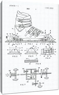 Ski Binding Canvas (Graphite on Blue Graph) - Sports Patents - 30x20 Gallery Wrapped Canvas Wall Art