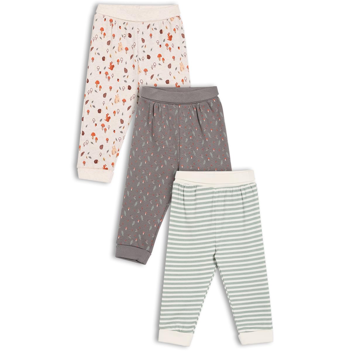 Mini Cuddles Unisex Infant Green Baby 3Pk Printed Joggers Multicolour - 6-9 Months