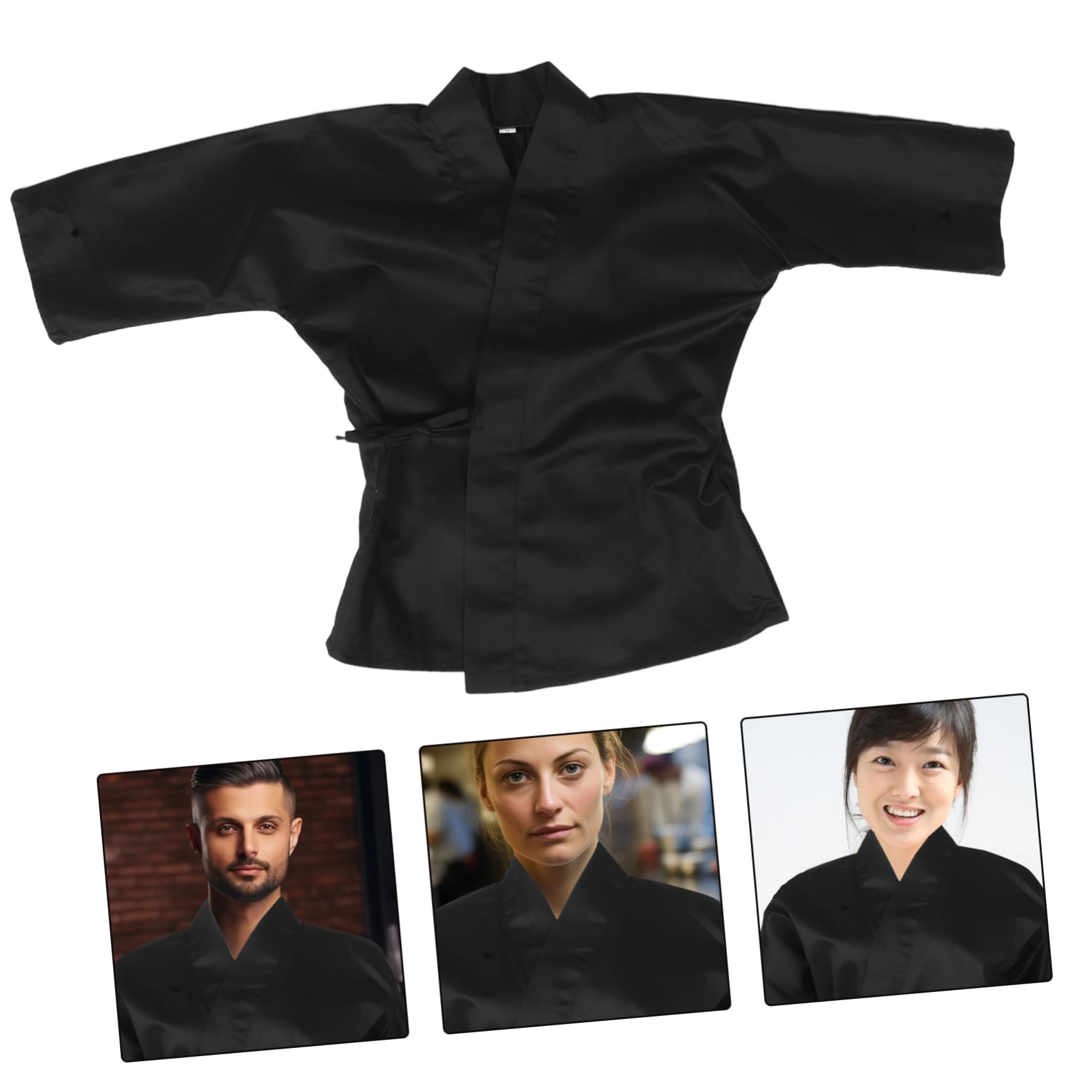 Ropa de Trabajo de Chef Japonesa Estilo Kimono Chaqueta de Chef de Sushi Transpirable Uniforme Japonés para Restaurante para Cocineros y Servicio Restaurante
