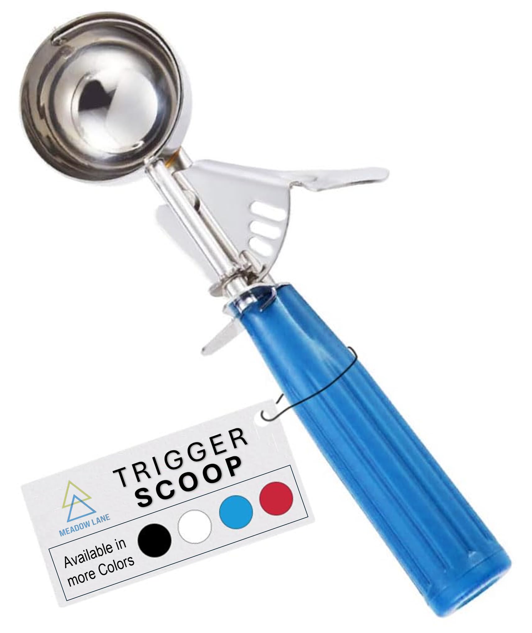 Meadow Lane Trigger Scoop - #24 Size (2-in Diameter) 2.7 Tbsp Capacity, Stainless Steel, Portion Control, Ice-cream & Cookie Dough Scoop, Blue