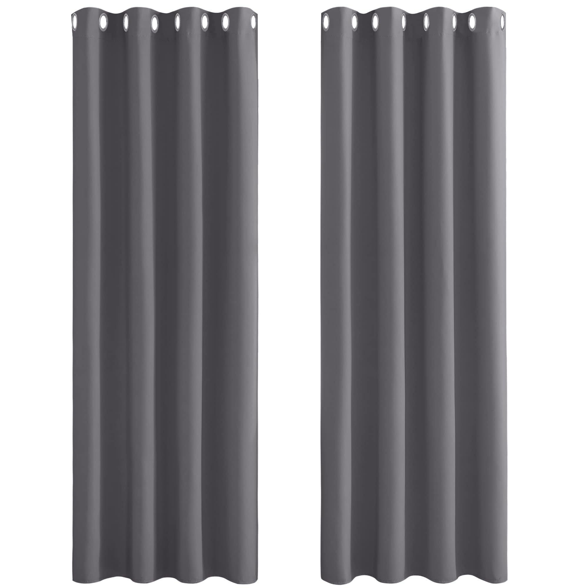 PONY DANCE Grey Blackout Curtains 72 Inch Drop for Living Room, Eyelet Thermal Energy Saving & Light Darkening Curtains for Bedroom, Window Treatment for Bedroom, W46 X L72, Gray