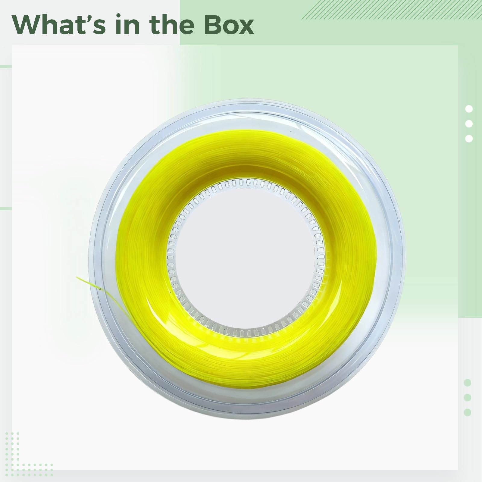 Carrete de cuerda de tenis de nailon, 16 g, 1,35 mm, multifilamento, 200 m de longitud, tensión estable y absorción de golpes, amarillo fluorescente para alta visibilidad, rendimiento