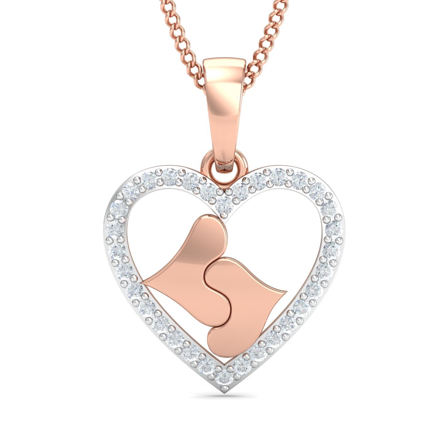 18KT Rose Gold Kiss of Love Pendant for Women-image-34