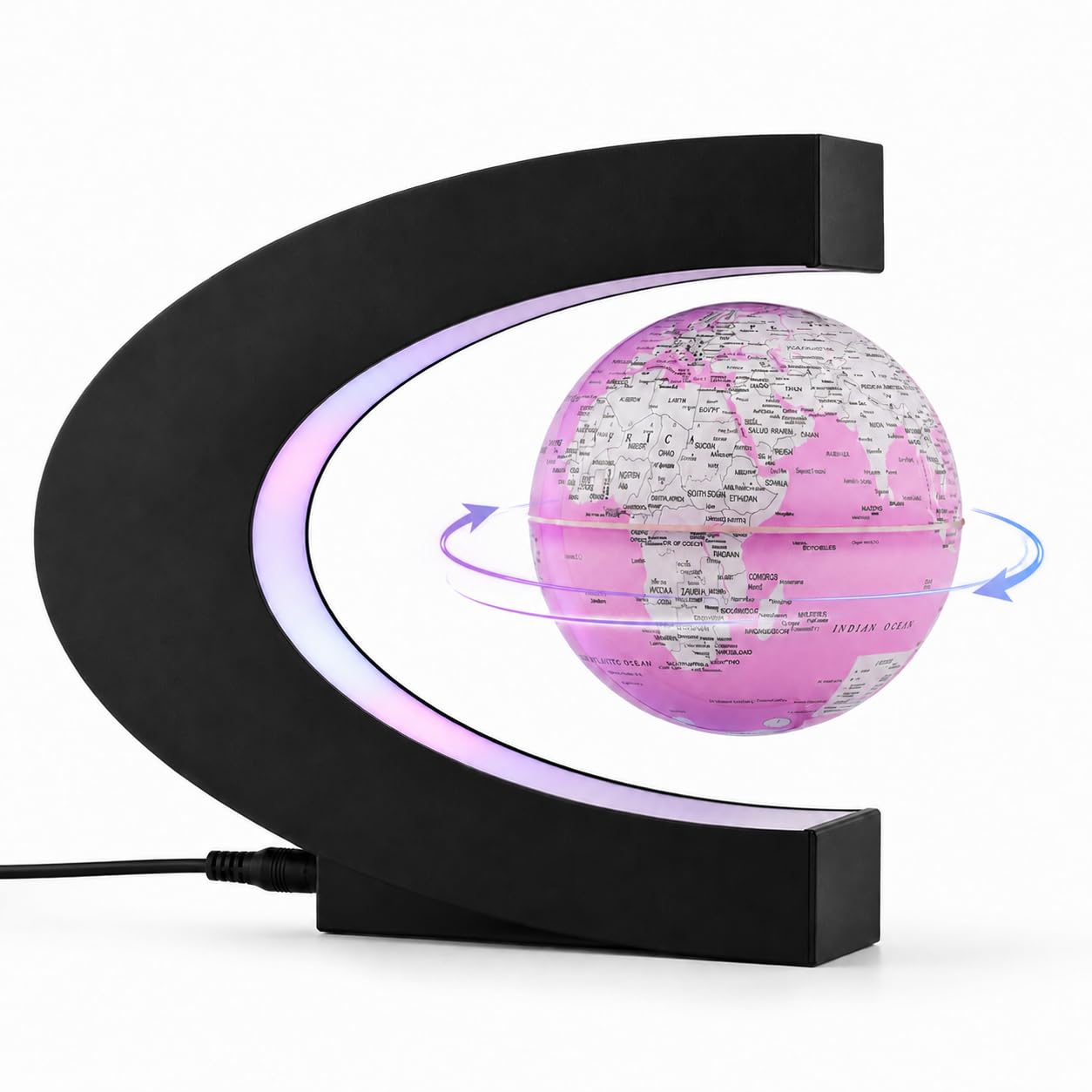 Magnetic Levitation Rotating World Globe with LED Light and Touch Control