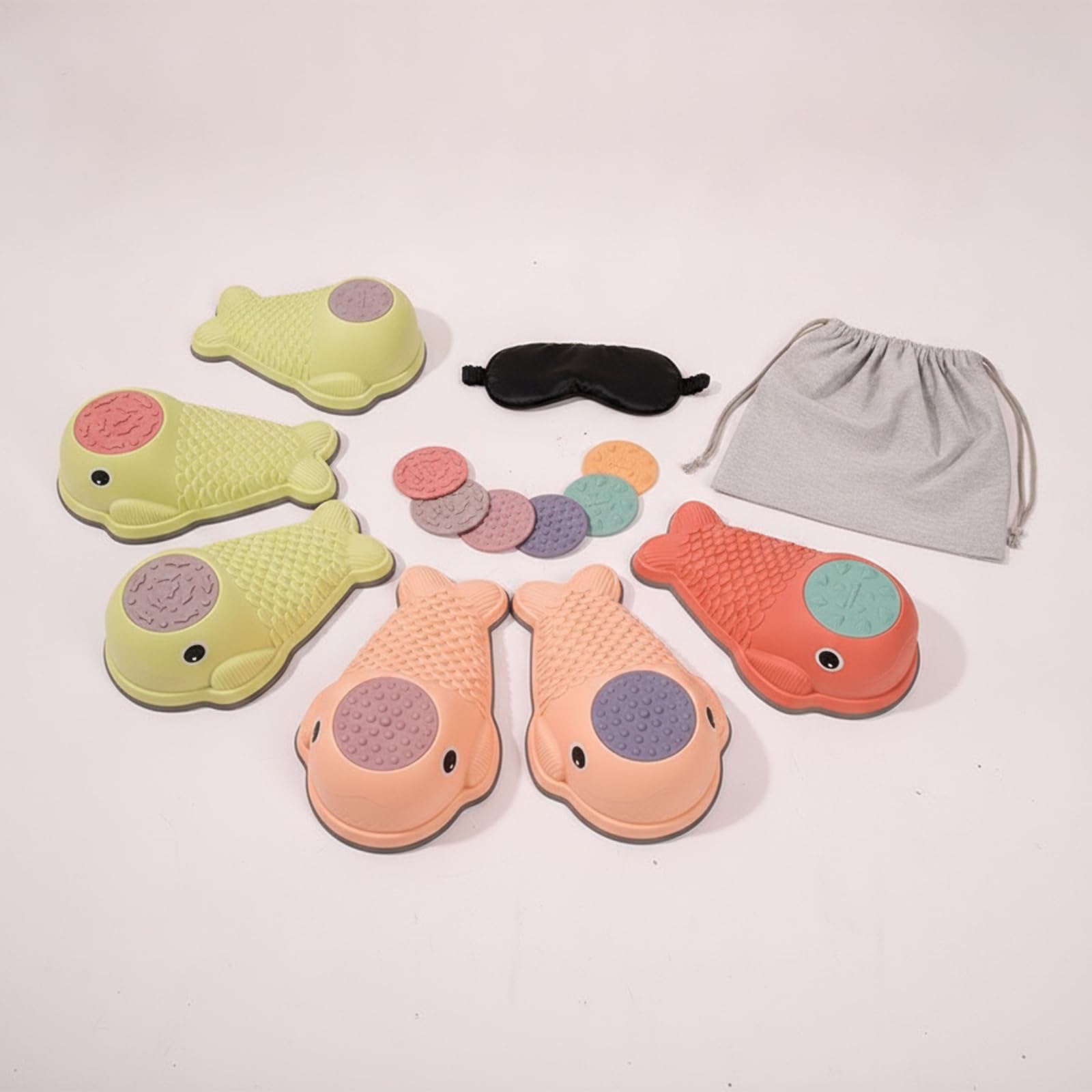 harayaa 6 Pièces Texturé Faible Hauteur Jeu D'équilibre Disque seoriel, Éducatif, Bloc Marche Masque c Rangement, pr École Maternelle