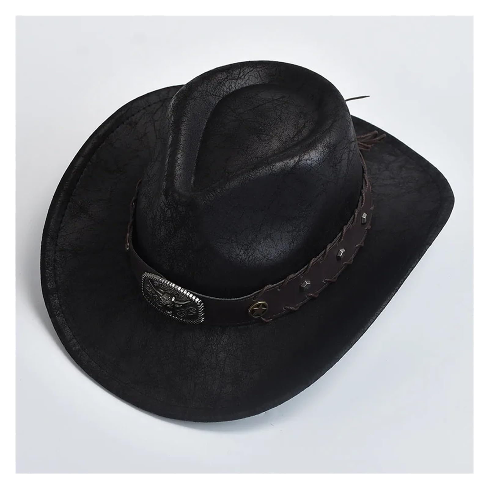 Cappello Cowboy Cappello da Cowboy for Uomo e Donna in Finta Pelle Vintage Gentiluomo, Cowgirl, Jazz, Sombrero