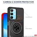 AELVOUX Realme 15X / C85 / Narzo 90X 5G Back Cover | Armor Camera Slider 360 Degree Rotating Finger Ring Holder Case with Bracket Stand Back Case Cover (Compatible with MagSafe Accessories) (Black) gallery image