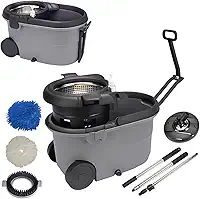 Perfect Pro Mop Giratório Aço Inox Para Todos os Pisos Centrífuga 360° com Cesto em Inox Com 16 Litros