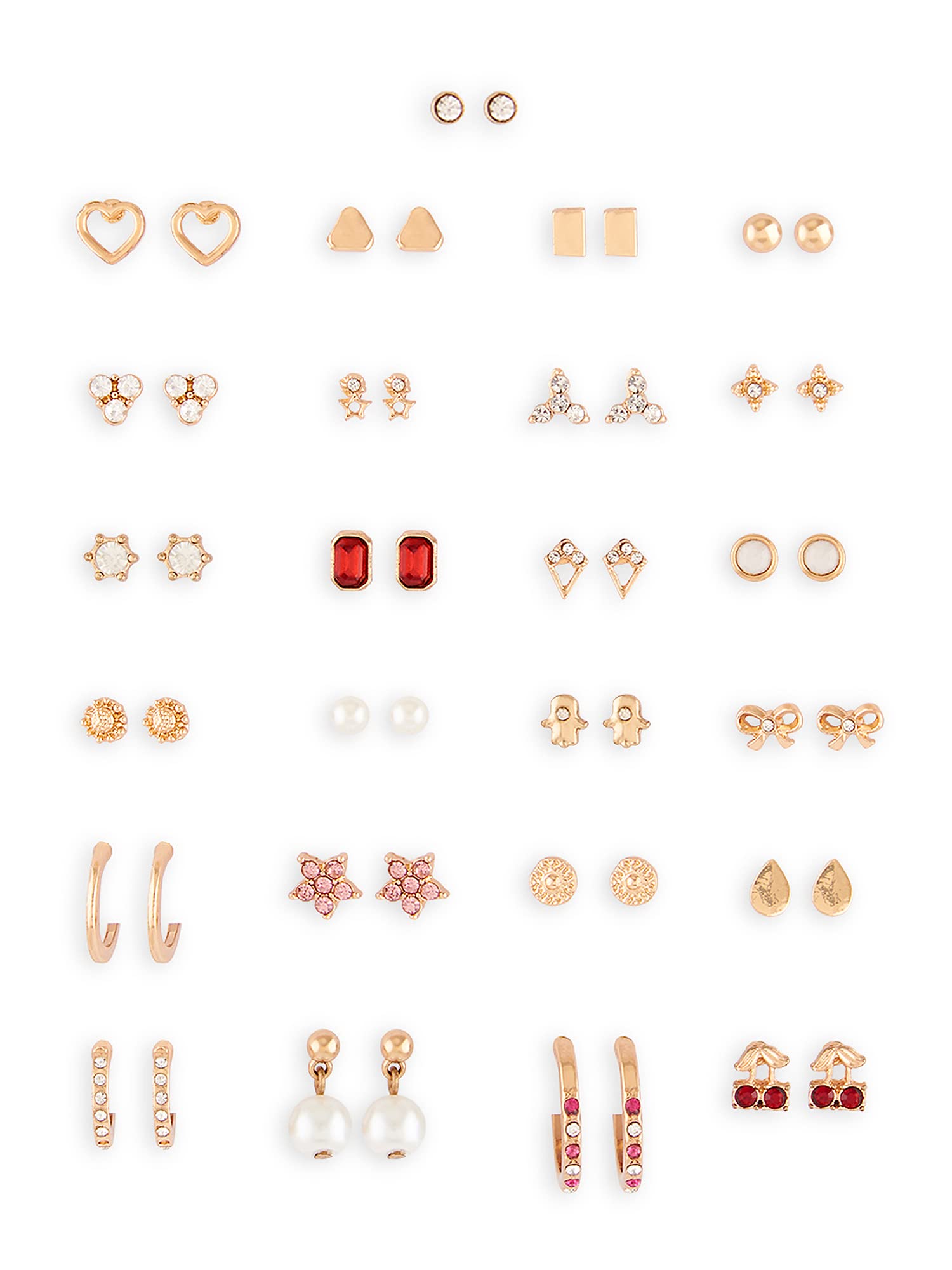 Zaveri Pearls Set of 25 Gold Tone Classy Contemporary Studs & Hoop Earrings For Women-ZPFK14671 (B0BCGD1MXG) Amazon Price History, Amazon Price Tracker