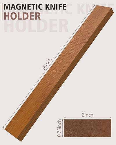Miniatura 4 de Soporte magnético para cuchillos, tira magnética de madera de acacia de 10 pulgadas, resistente para cuchillos