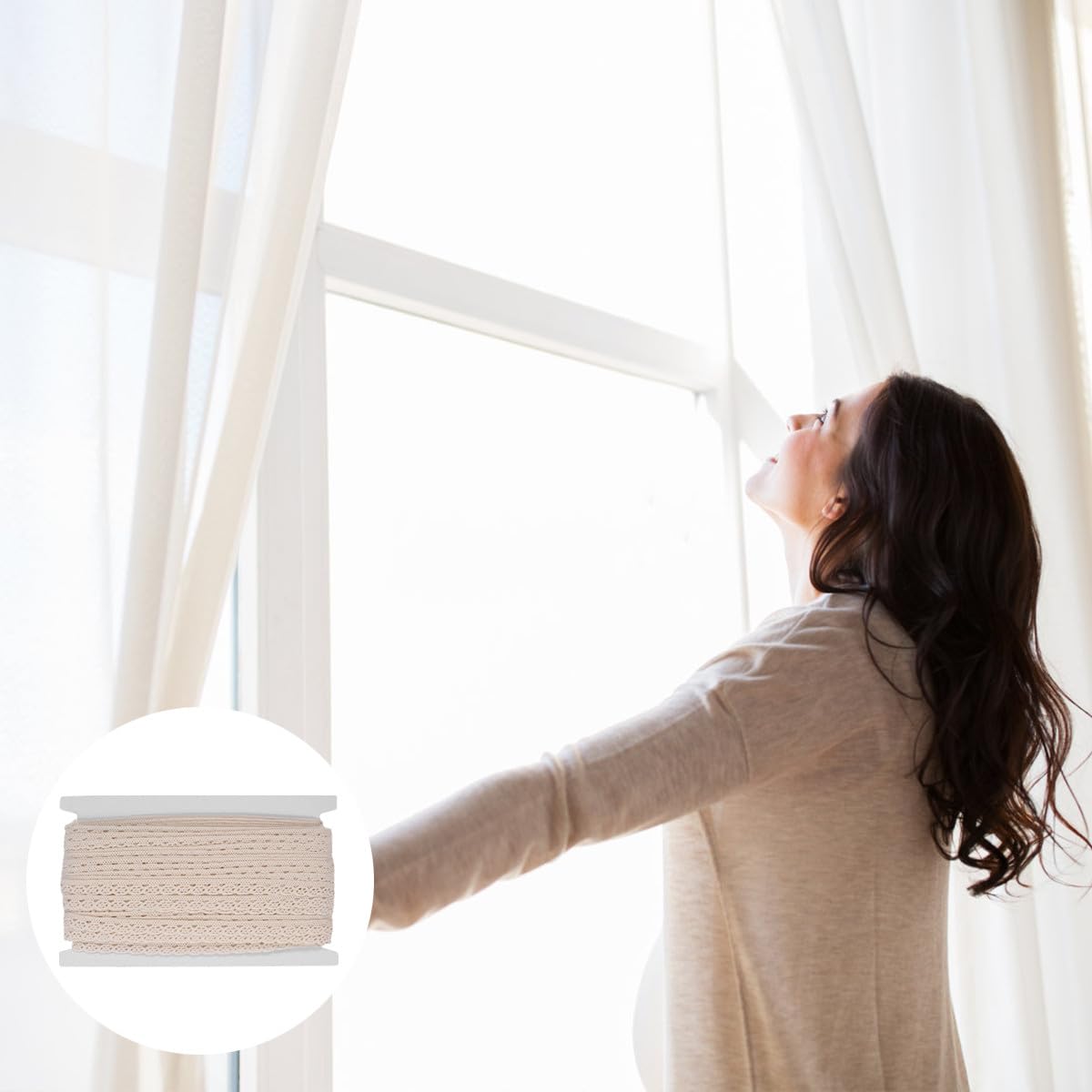 jojofuny 3 Cinta de Encaje de Algodón para Manualidades Decoración de Cortinas y Ropa Yardas Material Diy para Bodas y Fiestas