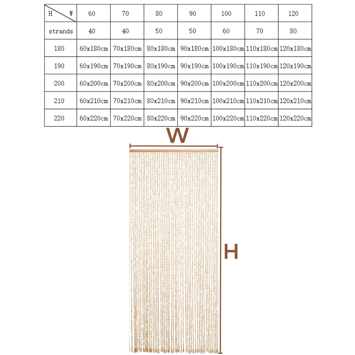 Bambusowa zasłona z koralikami, zasłona na drzwi, 60-120 cm, ochrona przed owadami, zasłona dekoracyjna (110 x 200 cm) - elegancka dekoracja domu, prywatność i styl